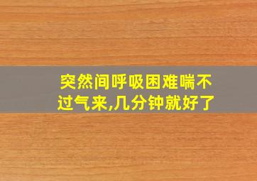 突然间呼吸困难喘不过气来,几分钟就好了