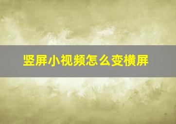 竖屏小视频怎么变横屏