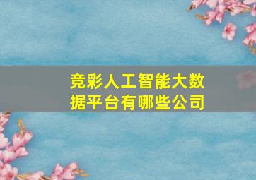 竞彩人工智能大数据平台有哪些公司