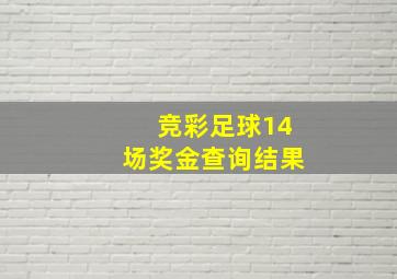 竞彩足球14场奖金查询结果