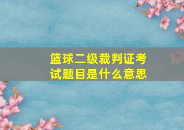 篮球二级裁判证考试题目是什么意思