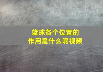 篮球各个位置的作用是什么呢视频