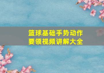 篮球基础手势动作要领视频讲解大全