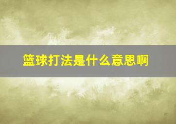 篮球打法是什么意思啊