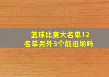 篮球比赛大名单12名单另外3个能进场吗