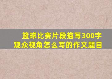 篮球比赛片段描写300字观众视角怎么写的作文题目