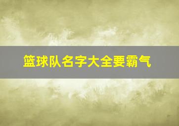 篮球队名字大全要霸气