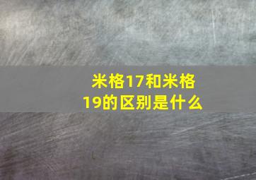 米格17和米格19的区别是什么