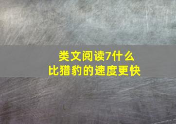 类文阅读7什么比猎豹的速度更快