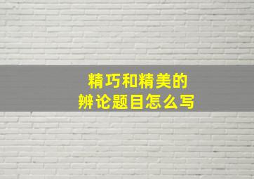 精巧和精美的辨论题目怎么写