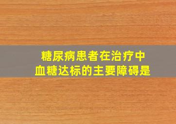 糖尿病患者在治疗中血糖达标的主要障碍是