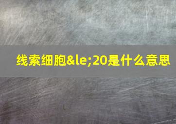 线索细胞≤20是什么意思