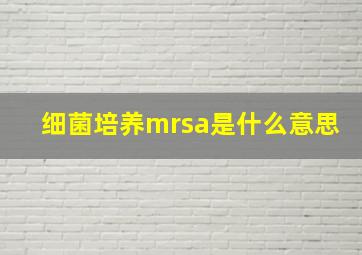 细菌培养mrsa是什么意思