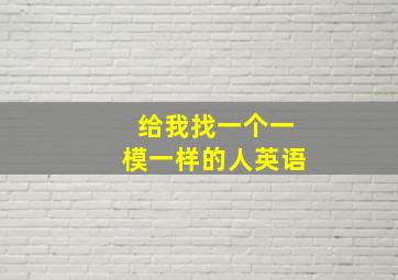 给我找一个一模一样的人英语