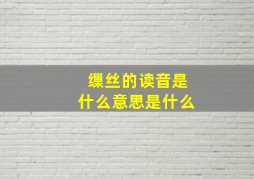 缫丝的读音是什么意思是什么