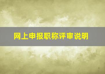 网上申报职称评审说明