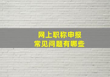 网上职称申报常见问题有哪些