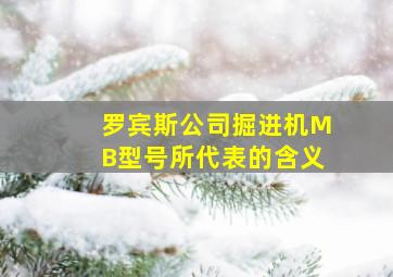 罗宾斯公司掘进机MB型号所代表的含义