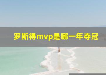 罗斯得mvp是哪一年夺冠