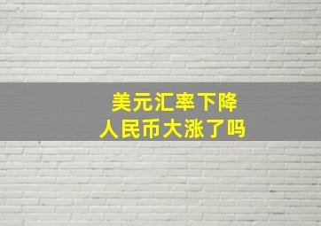 美元汇率下降人民币大涨了吗