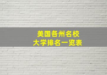 美国各州名校大学排名一览表