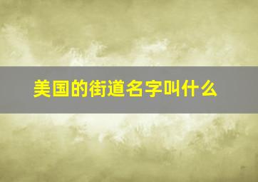 美国的街道名字叫什么