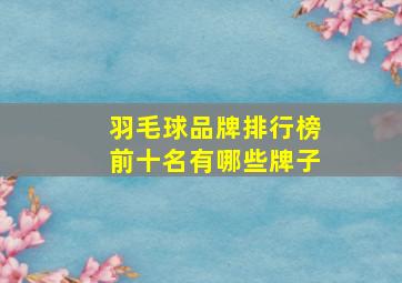 羽毛球品牌排行榜前十名有哪些牌子