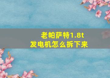 老帕萨特1.8t发电机怎么拆下来