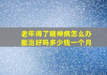 老年得了精神病怎么办能治好吗多少钱一个月