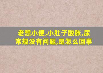 老想小便,小肚子酸胀,尿常规没有问题,是怎么回事