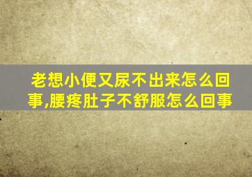 老想小便又尿不出来怎么回事,腰疼肚子不舒服怎么回事