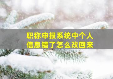 职称申报系统中个人信息错了怎么改回来