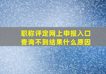 职称评定网上申报入口查询不到结果什么原因