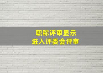 职称评审显示进入评委会评审