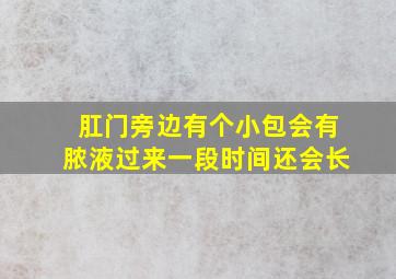 肛门旁边有个小包会有脓液过来一段时间还会长