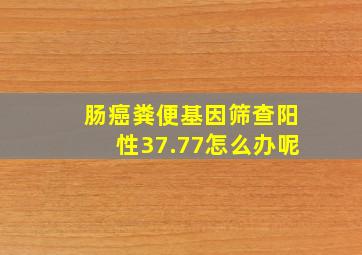 肠癌粪便基因筛查阳性37.77怎么办呢