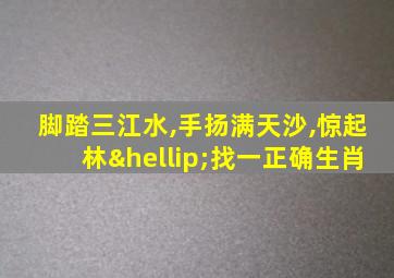 脚踏三江水,手扬满天沙,惊起林…找一正确生肖