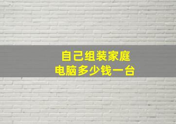 自己组装家庭电脑多少钱一台