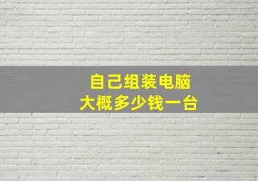 自己组装电脑大概多少钱一台