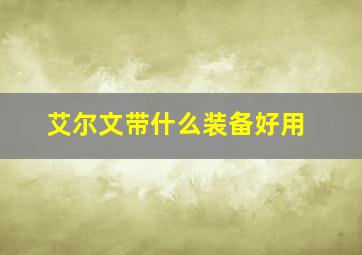 艾尔文带什么装备好用