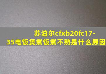 苏泊尔cfxb20fc17-35电饭煲煮饭煮不熟是什么原因