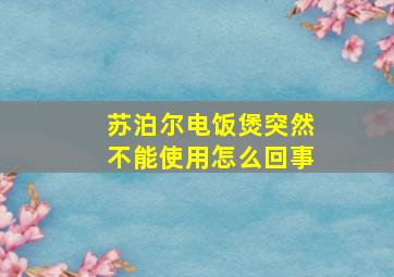 苏泊尔电饭煲突然不能使用怎么回事