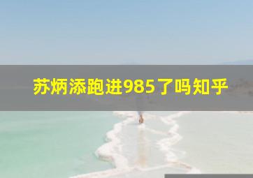 苏炳添跑进985了吗知乎