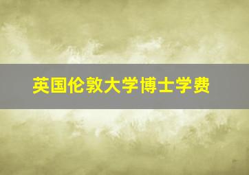 英国伦敦大学博士学费