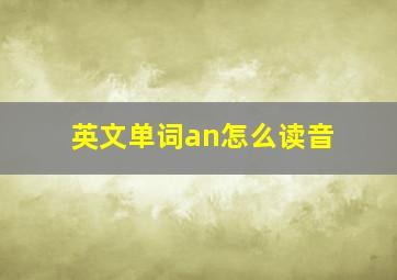 英文单词an怎么读音