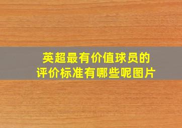 英超最有价值球员的评价标准有哪些呢图片