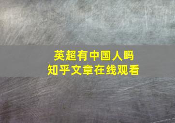 英超有中国人吗知乎文章在线观看