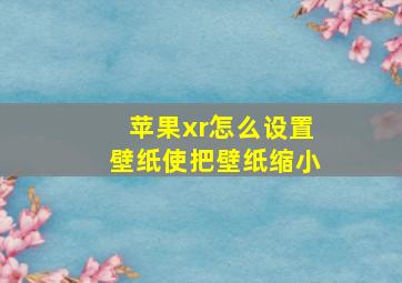 苹果xr怎么设置壁纸使把壁纸缩小