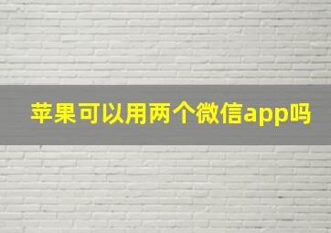 苹果可以用两个微信app吗