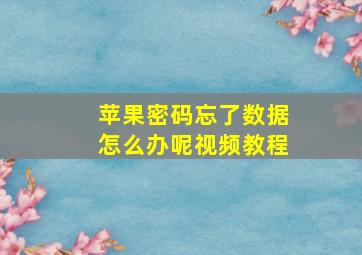 苹果密码忘了数据怎么办呢视频教程